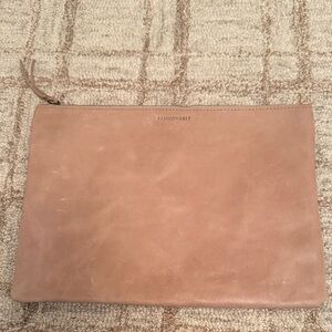 Able Tan Leather Large Clutch/Pouch